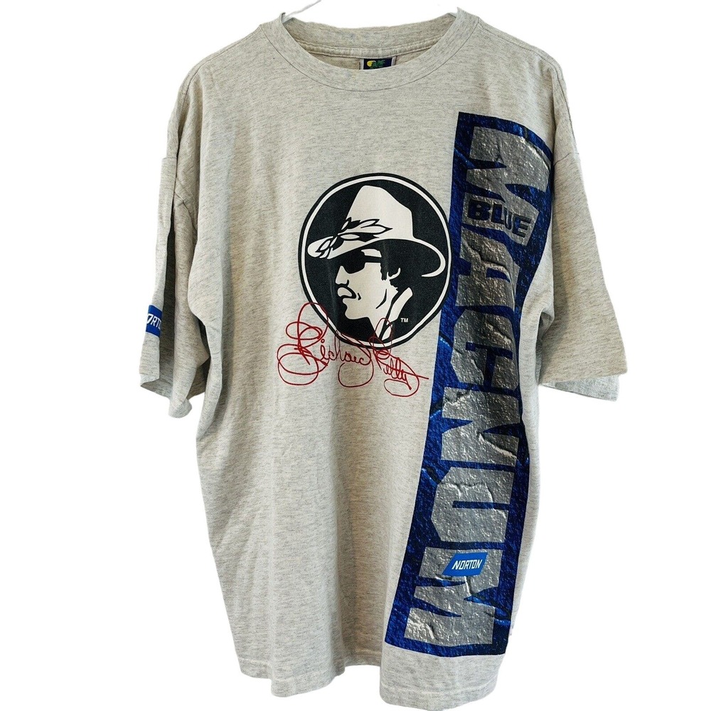 Mens XL Richard Petty Norton Blue Magnum Graphic Gray T-Shirt Vintage